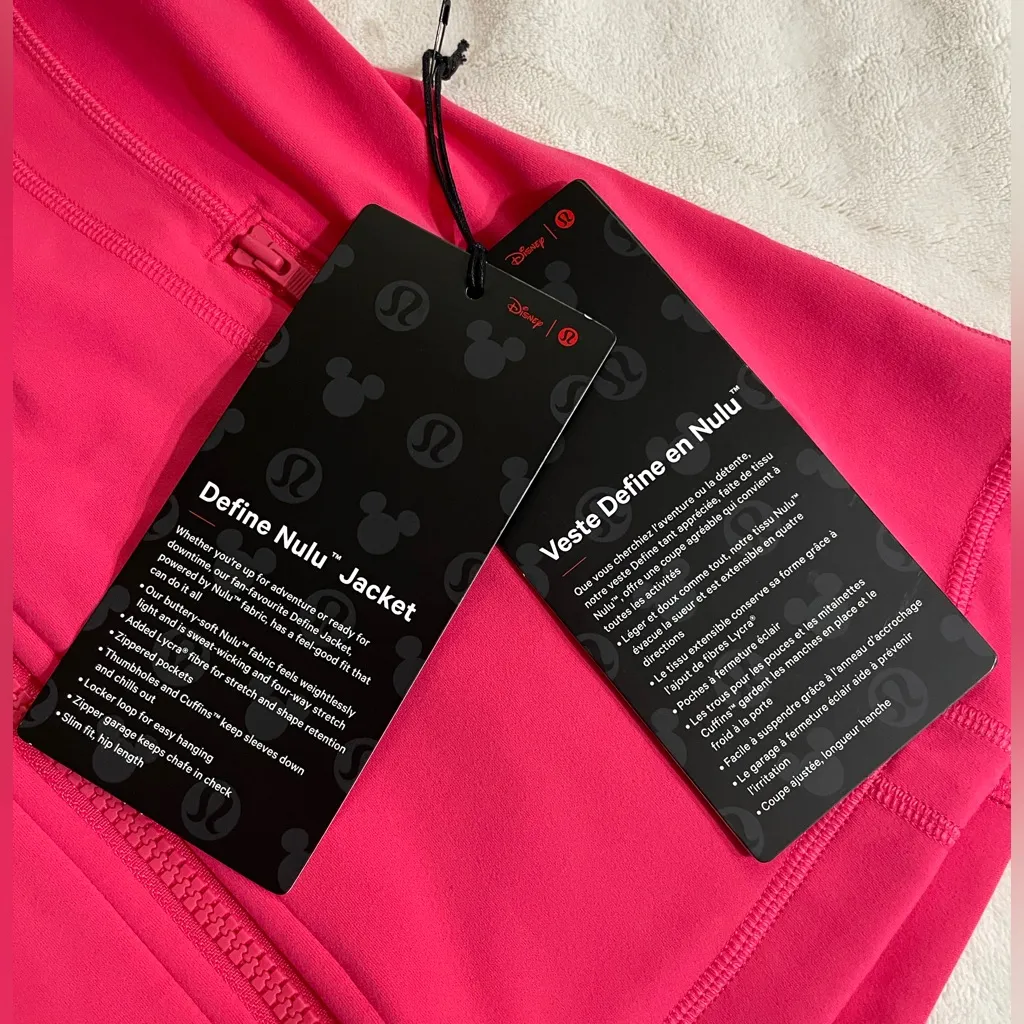 Lululemon Disney NWT Define Nulu Jacket Lip Gloss Pink Color Size 8 - Image 10