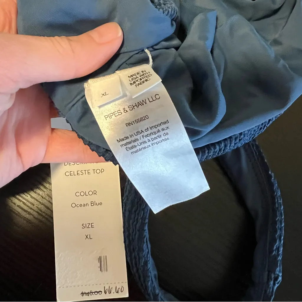 Veronica Beard Celeste Bikini Top Ocean Blue Swim XL NWT - Image 10