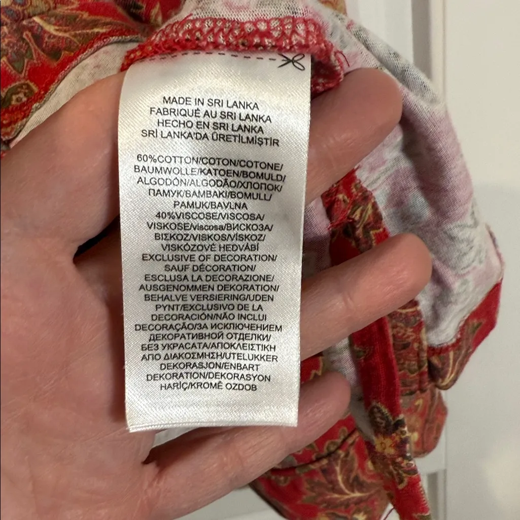 Lauren Ralph Lauren Red Paisley Pajama top Womens Plus Button Top  2X - Image 3