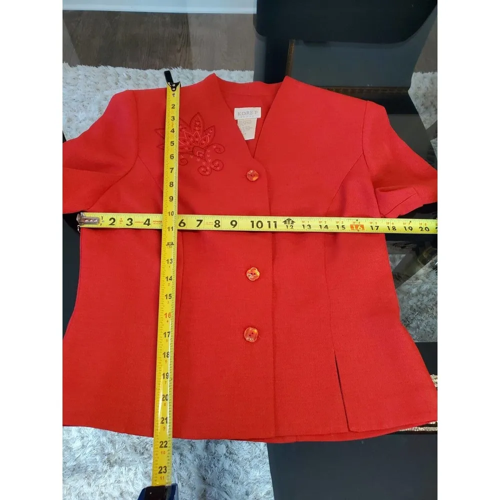 Vintage Koret Red 100% Polyester Single Breasted Blazer & Skirt 2 Piece Suit 10 - Image 12