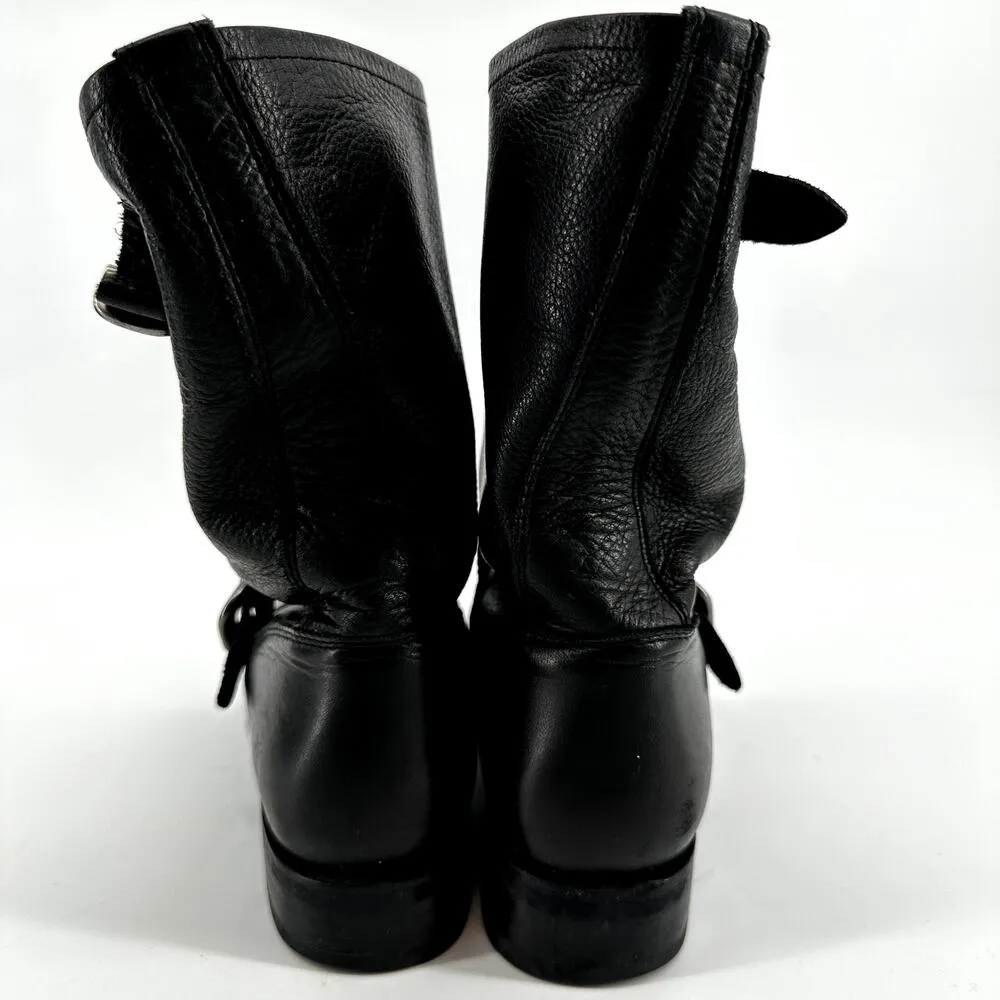 Frye Veronica Short Moto Boot Mid Calf Buckle Heeled Leather Lug Sole Black 8.5 - Image 5