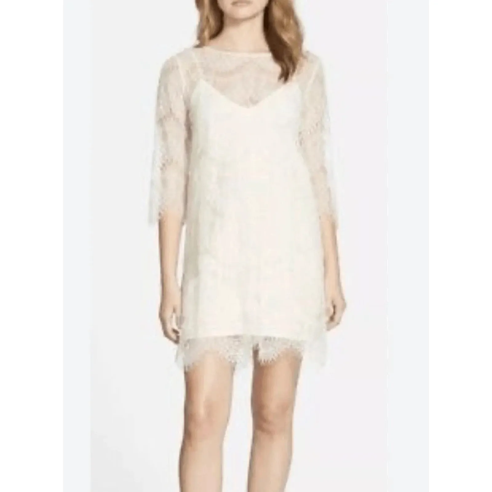 Cupcakes & Cashmere Size 0 Cream Lace Shift Dress Romantic Fairy Boho Wedding - Image 2