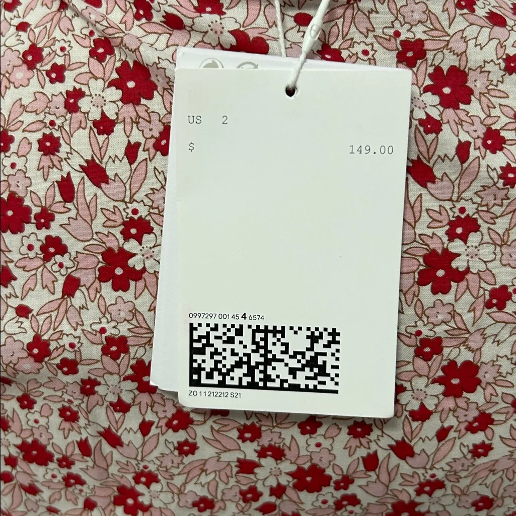 Paris Atelier & Other Stories Printed Lace Maxi Dress Red White Pink - Image 9