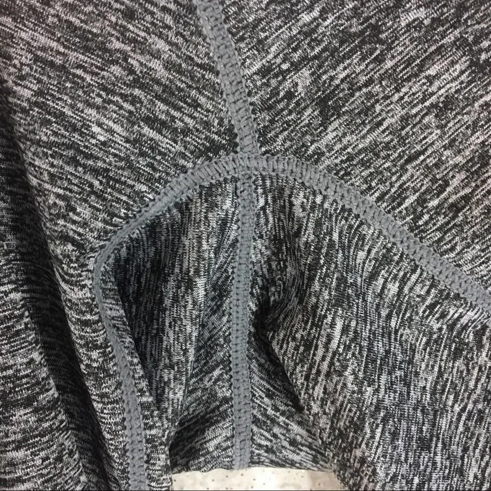 Heathered Pocket Crop Leggings Gray Pink Medium Workout Pants w/ Pockets Nylon - Image 6