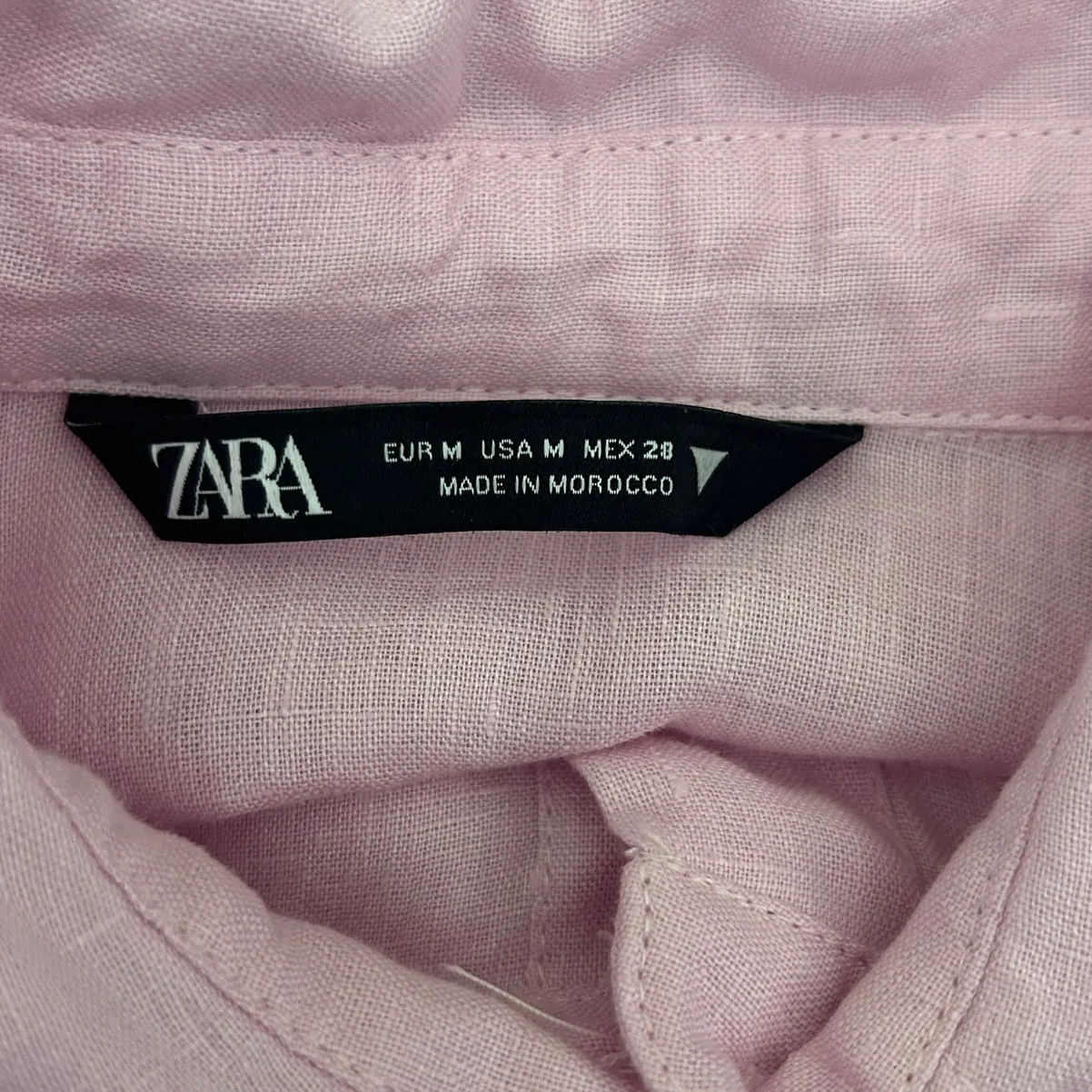 Zara Women Tunic Top M Pink Linen Button‎ Up Preppy Coastal Beachy Cottage Vacay - Image 2