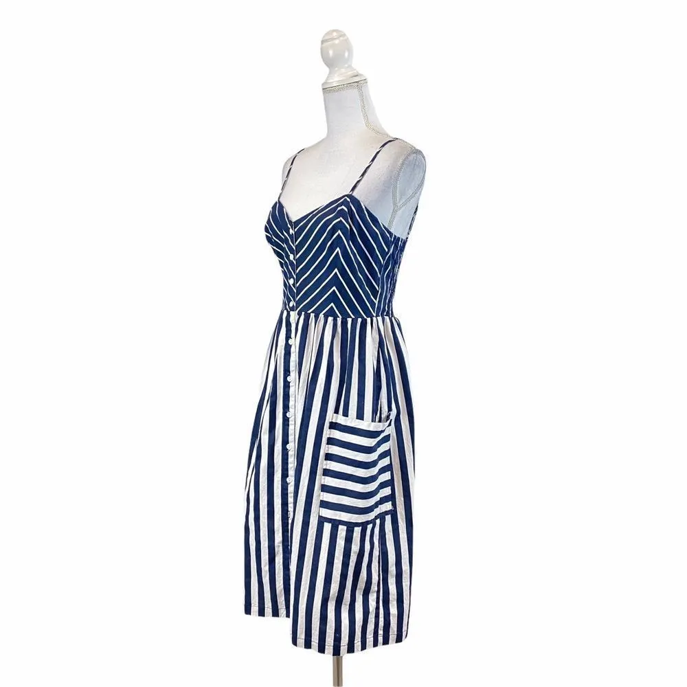 & Merci Stripe Big Pocket Button Down Dress Medium - Image 4