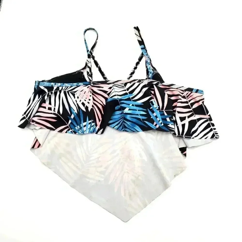 Black Tropical Pullover Padded‎ Adjustable Top Cover Swimwear XL - Image 2