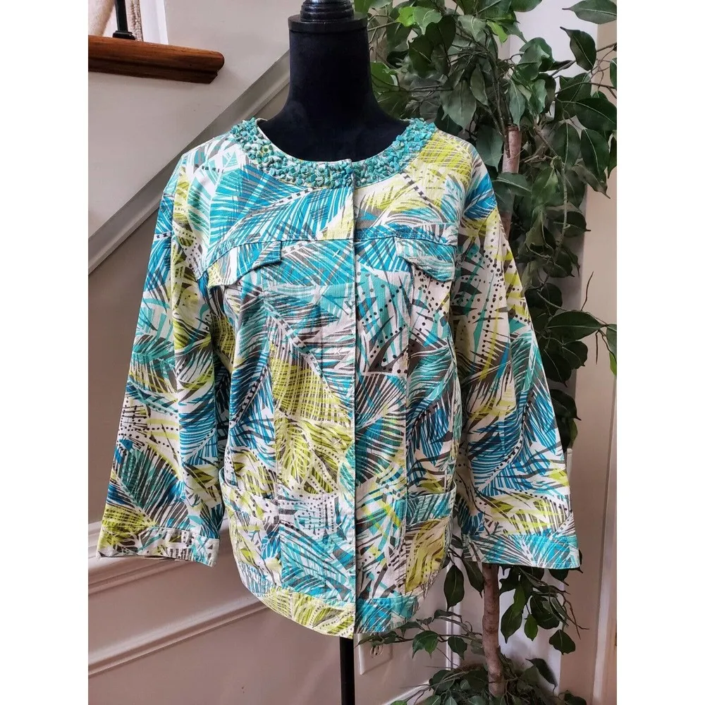 Ruby Rd. Women Multicolor Cotton Long Sleeve Button Front Jacket Blazer Size 22W - Image 14