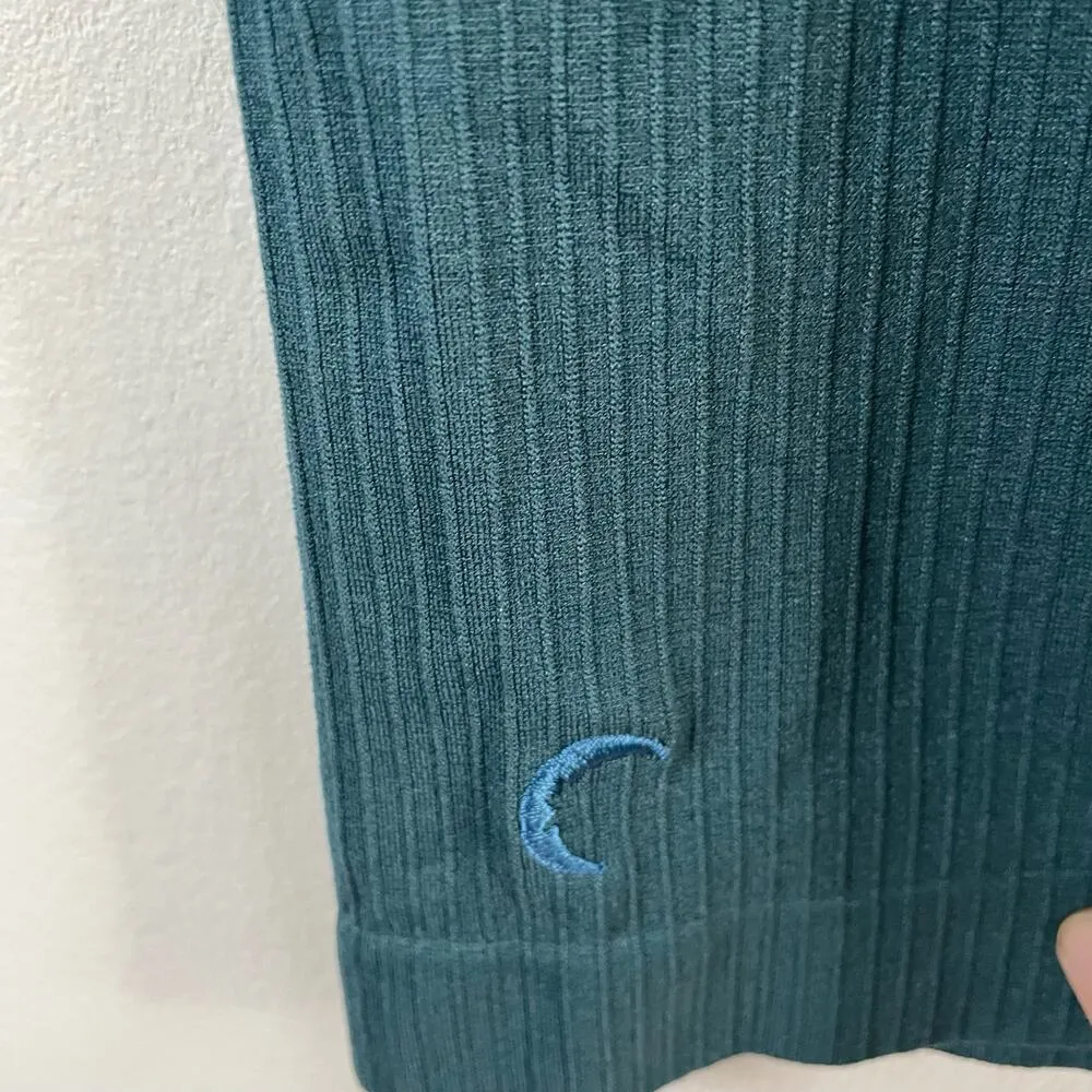 Zyia Blue Tank S Embroidered Logo Ribbed Sleeveless Casual Activewear Scoop Neck - Image 4