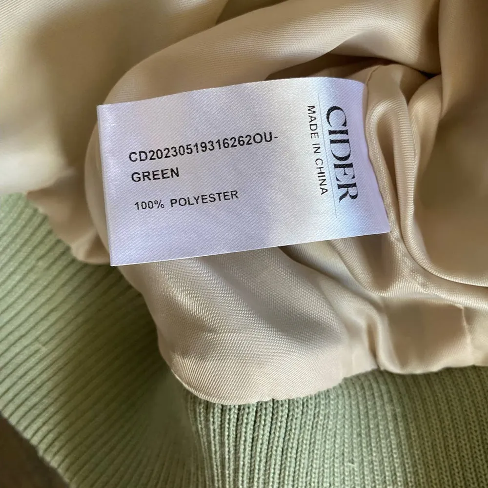 CIDER Fleece Hooded Drawstring Cropped Jacket - Sage Green/Cream SZ M NWT - Image 12