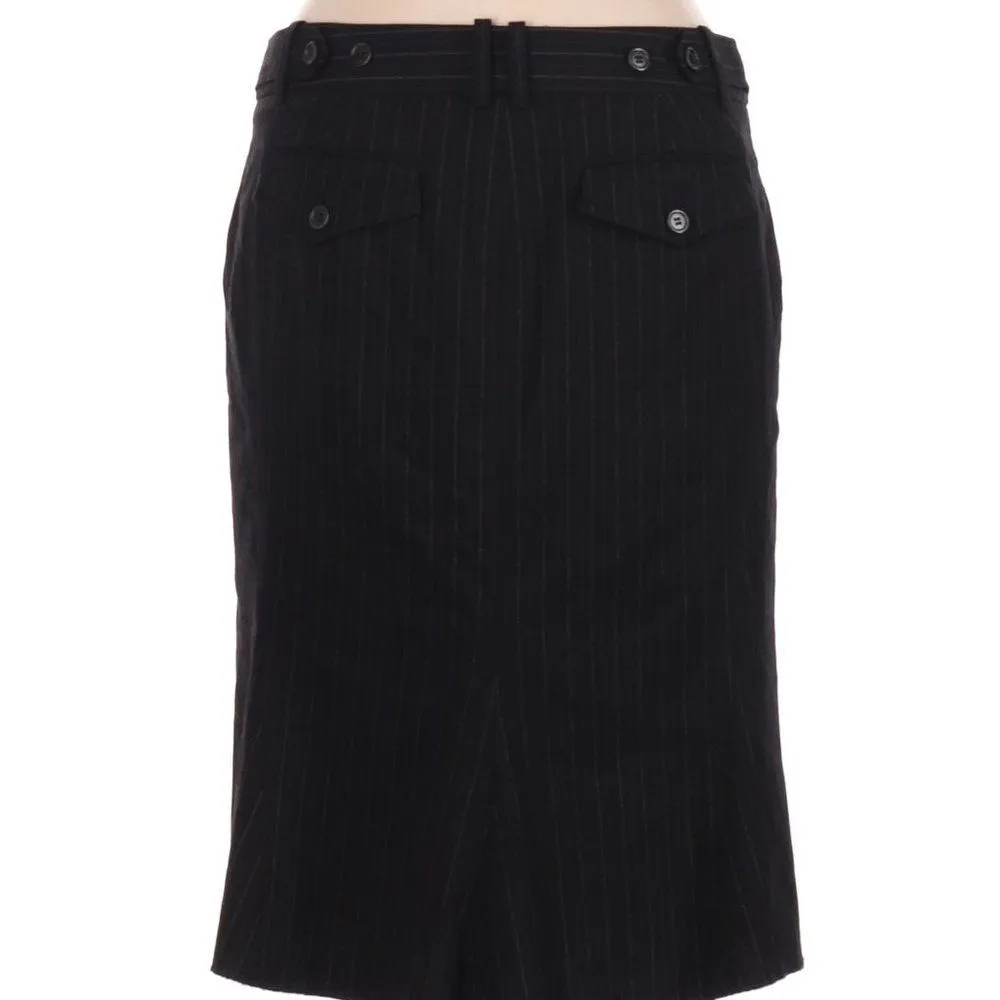 BCBGMaxAzria Navy Pinstriped Pencil Skirt w/Back Kick Pleat-Size 6 - Image 2