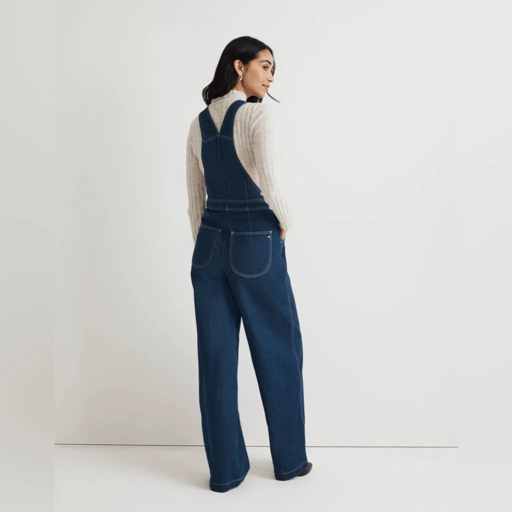 Madewell Superwide Leg Denim Overalls in Warham Wash 4 NEW - Image 5