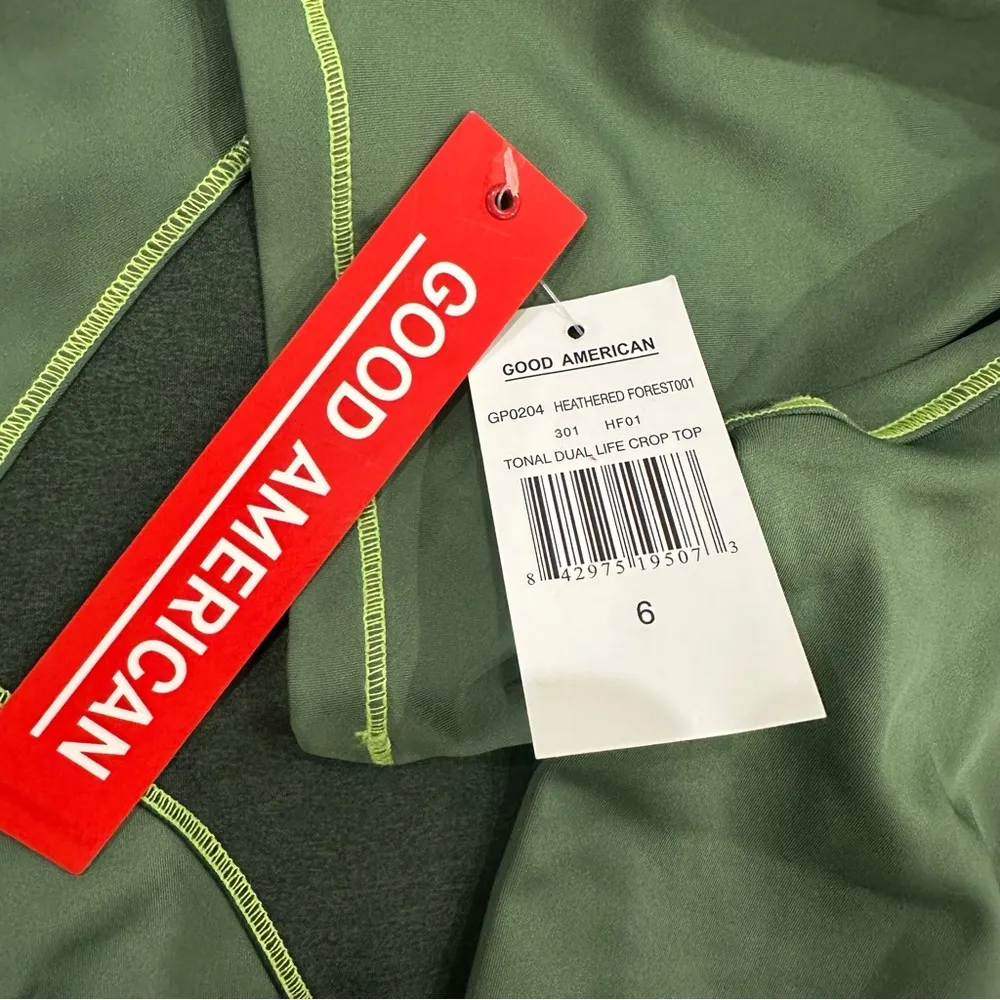 good american heathered forest tonal double life crop top - Image 7