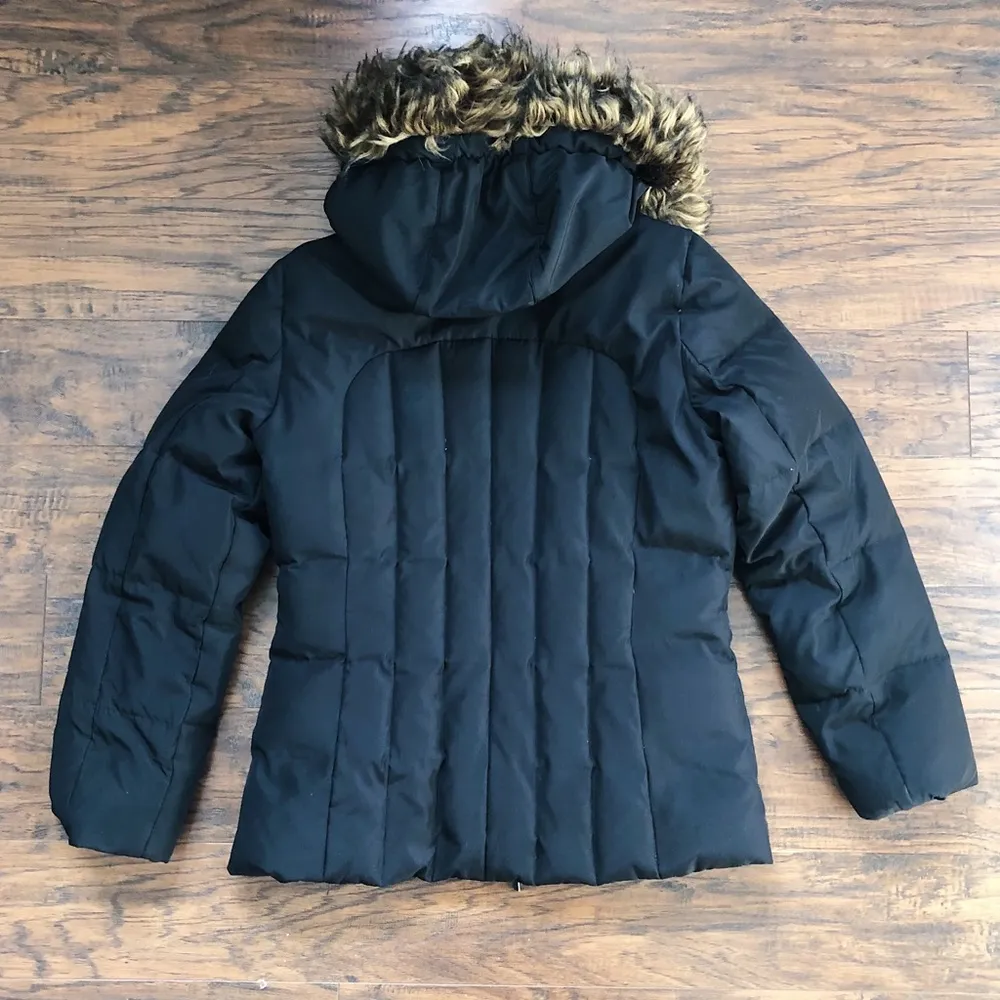 Calvin Klein • Goose Down Puffer Jacket coat black quilted faux fur trim hood - Image 9