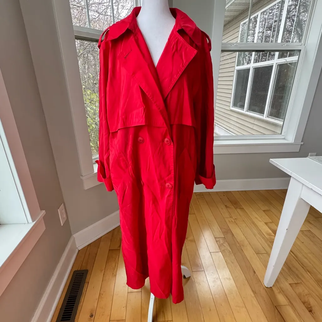 Vintage Forecaster of Boston Red Full Length Trench Coat Rain Jacket Size 9/10 Size M - Image 9