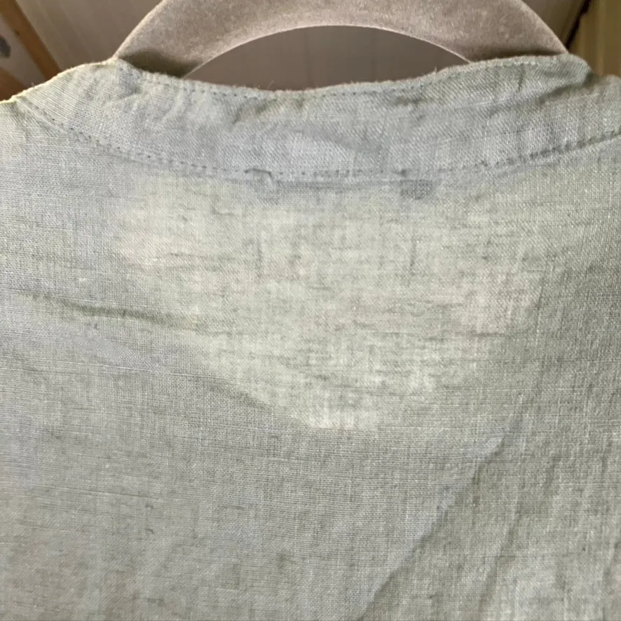 Made‎ in Italy Linen Viscose Shirt XXL Button Up Short Sleeve Green Womenswear - Image 7