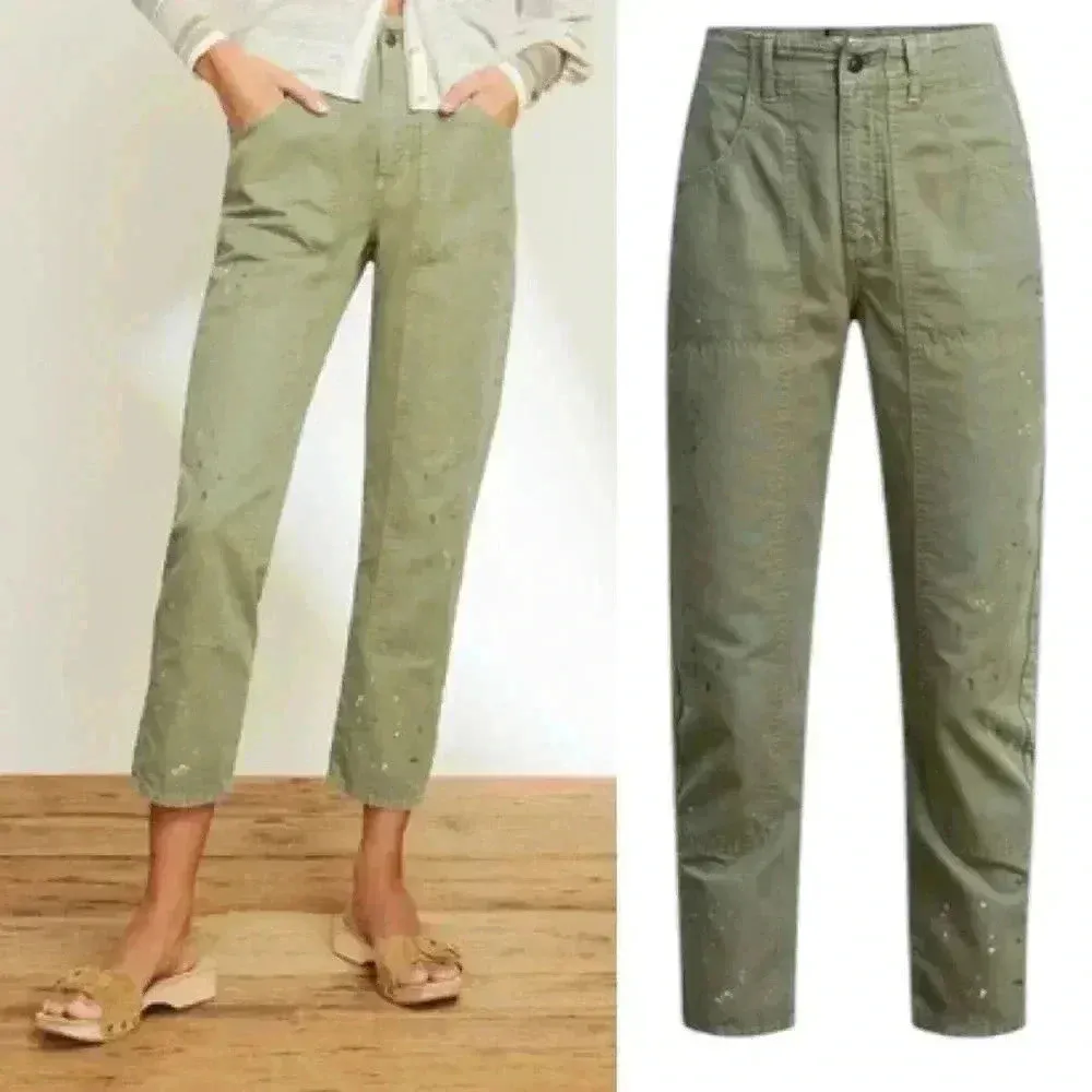 NWT Veronica Beard Arya Straight Carpenter Pants Size 29 Military Green - Image 3