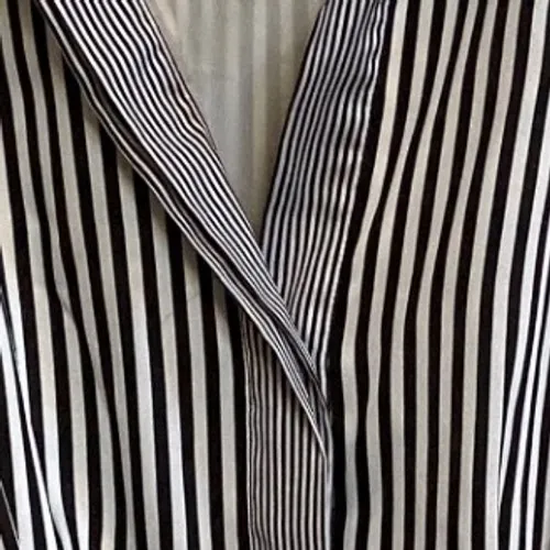 Who What Wear Black White Mixed Stripe‎ Button Front Collar Belted Shirtdress XS - Image 8