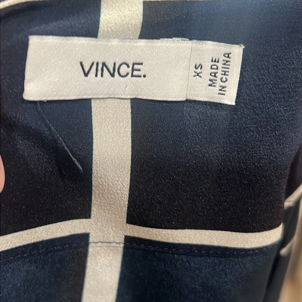 Vince  navy blue lattice silk pullover dress - Image 6