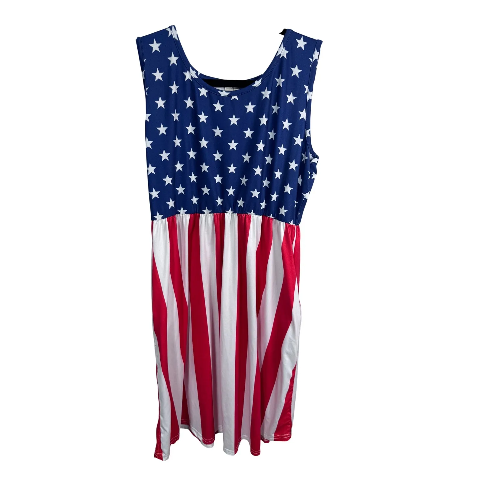 Spadehill Womens American Flag Dress Sleeveless Patriotic Star Stripe Mini M Blue Size M - Image 3