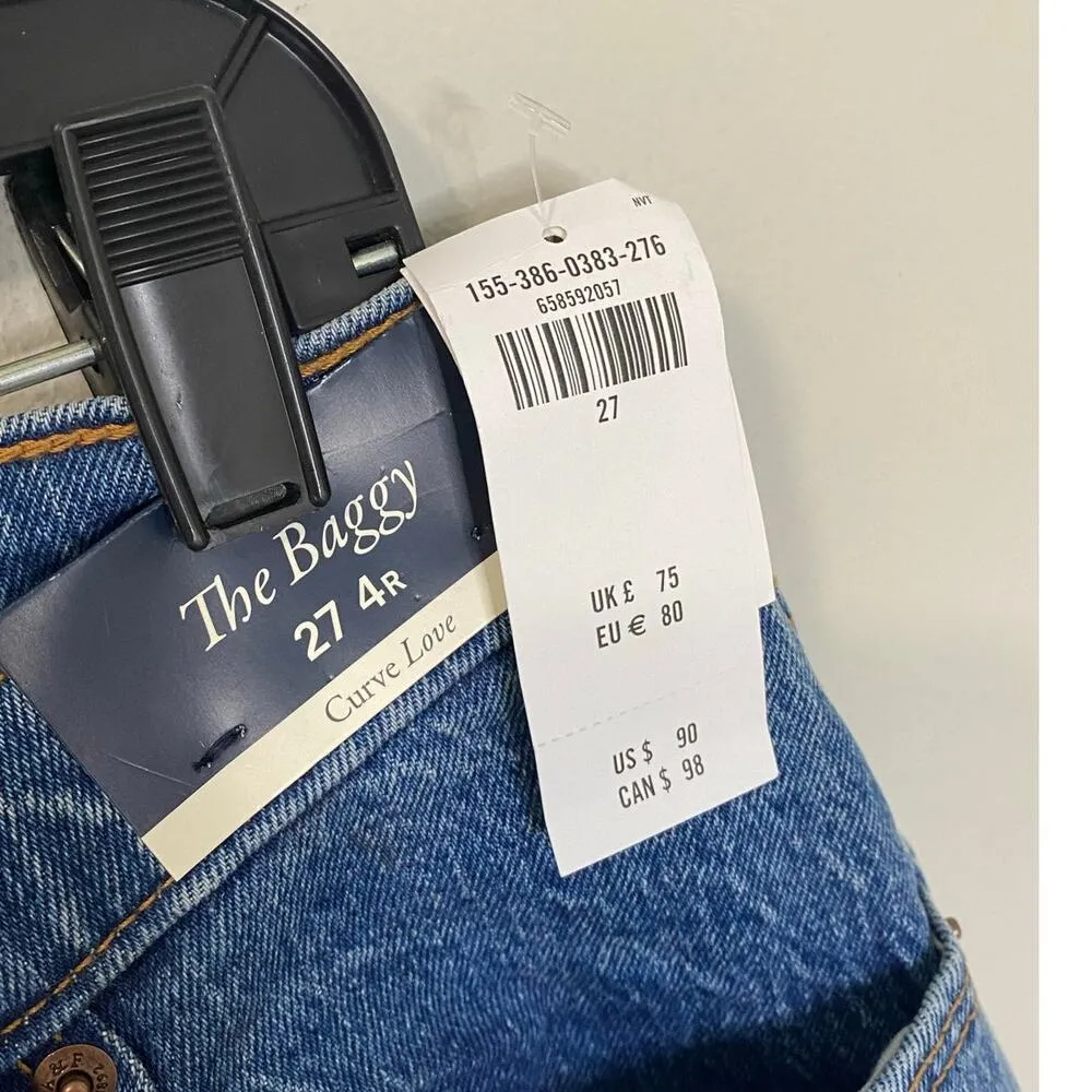 New Abercrombie and Fitch The Baggy Curve Love Jeans Size 27 - Image 3