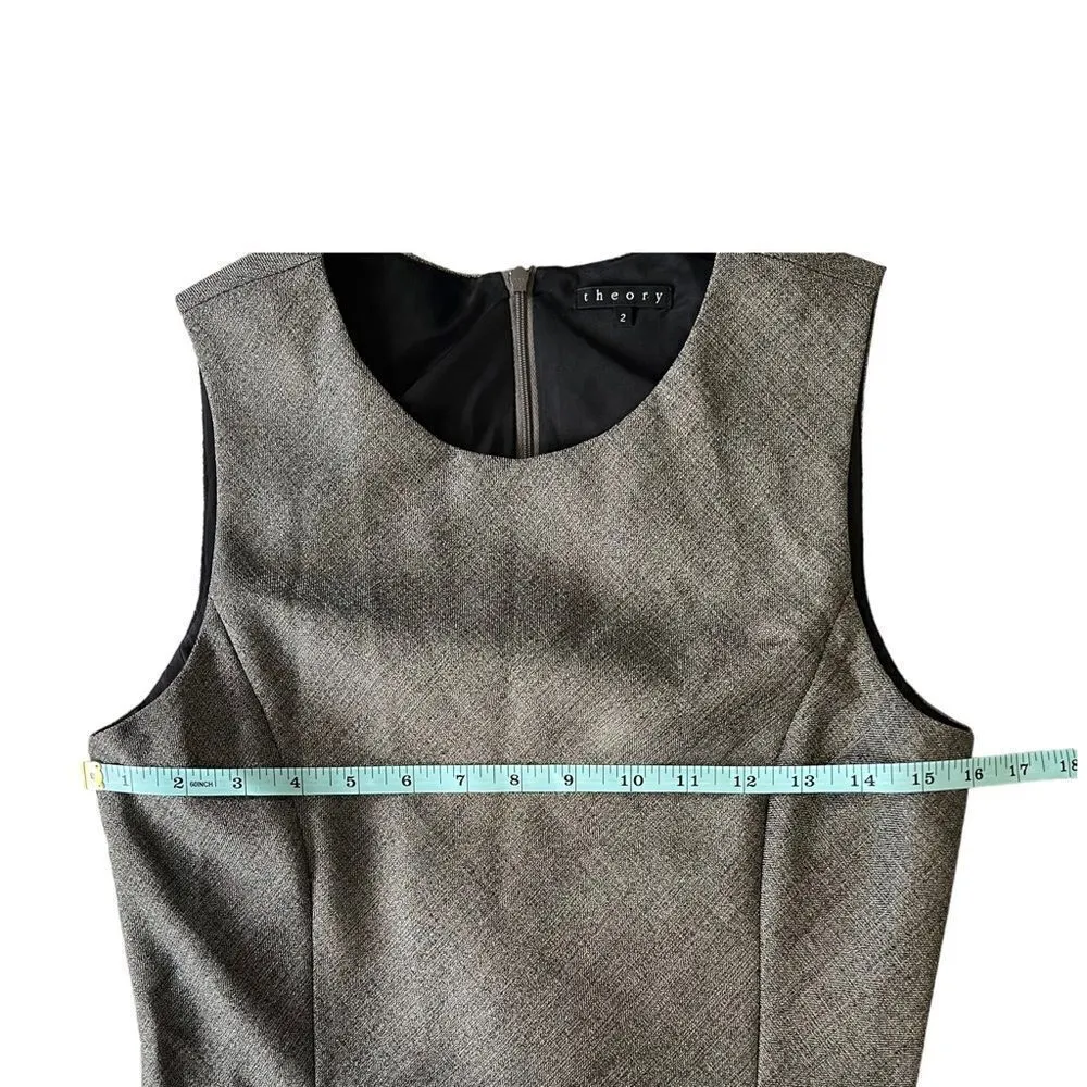 Theory Glipin Ginko Sheath Gray Sleeveless Career Dress 2 - Image 6