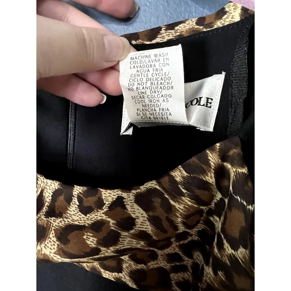 Danny & Nicole Dress Women's Siz 12 Cheetah Print Scarf Bow Career Wear Corpcore - Image 3