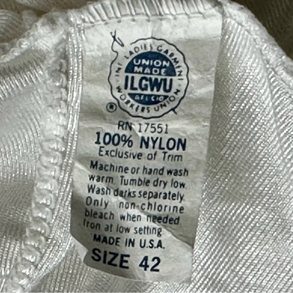 White Pink Lace Chemise Spaghetti Straps Slip Dress Vintage Union Made Size 42 - Image 11