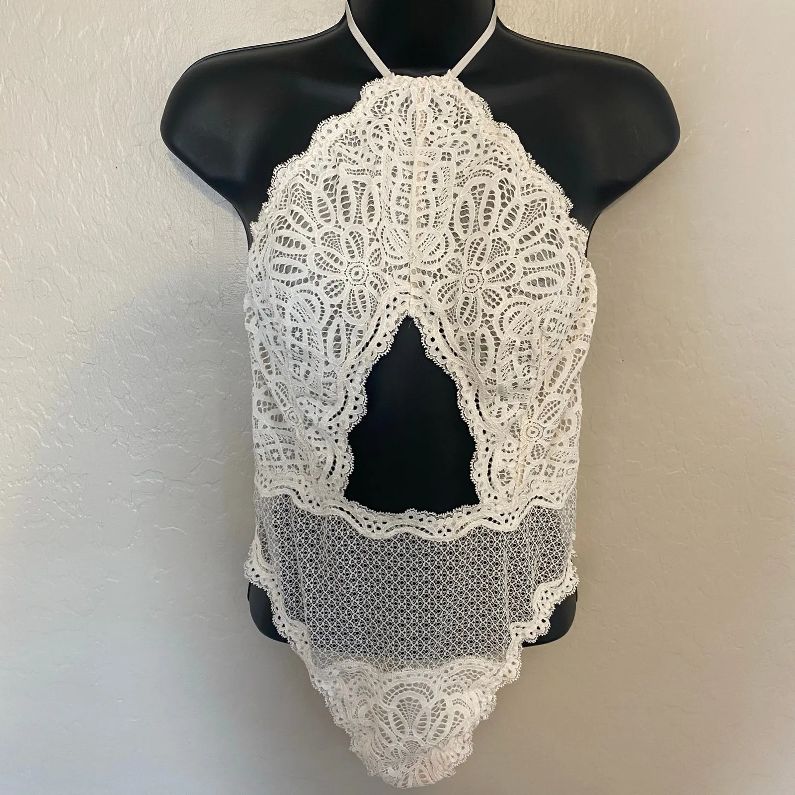 Victoria's Secret Dream Angels Lace High Neck Teddy Bodysuit Size Medium Bridal - Image 2