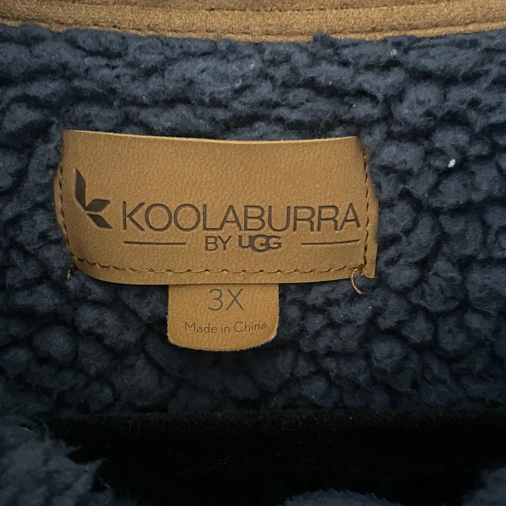 Koolaburra by UGG Sherpa Pullover 1/2 Button Navy 3X - Image 3