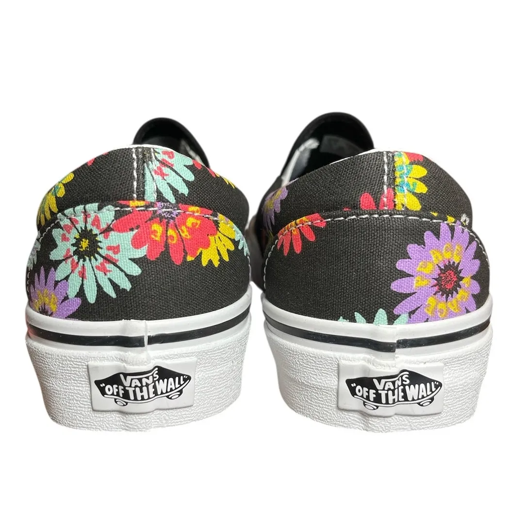 Vans Classic Slip On Peace Floral Black Shoes Sneakers Womens Size 8 Mens 6.5 - Image 6