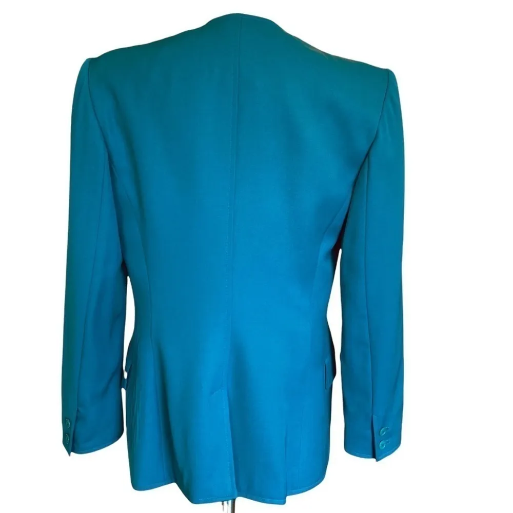 GUCCI Vintage Wool Blazer Turquoise Blue Size 40 - Image 6