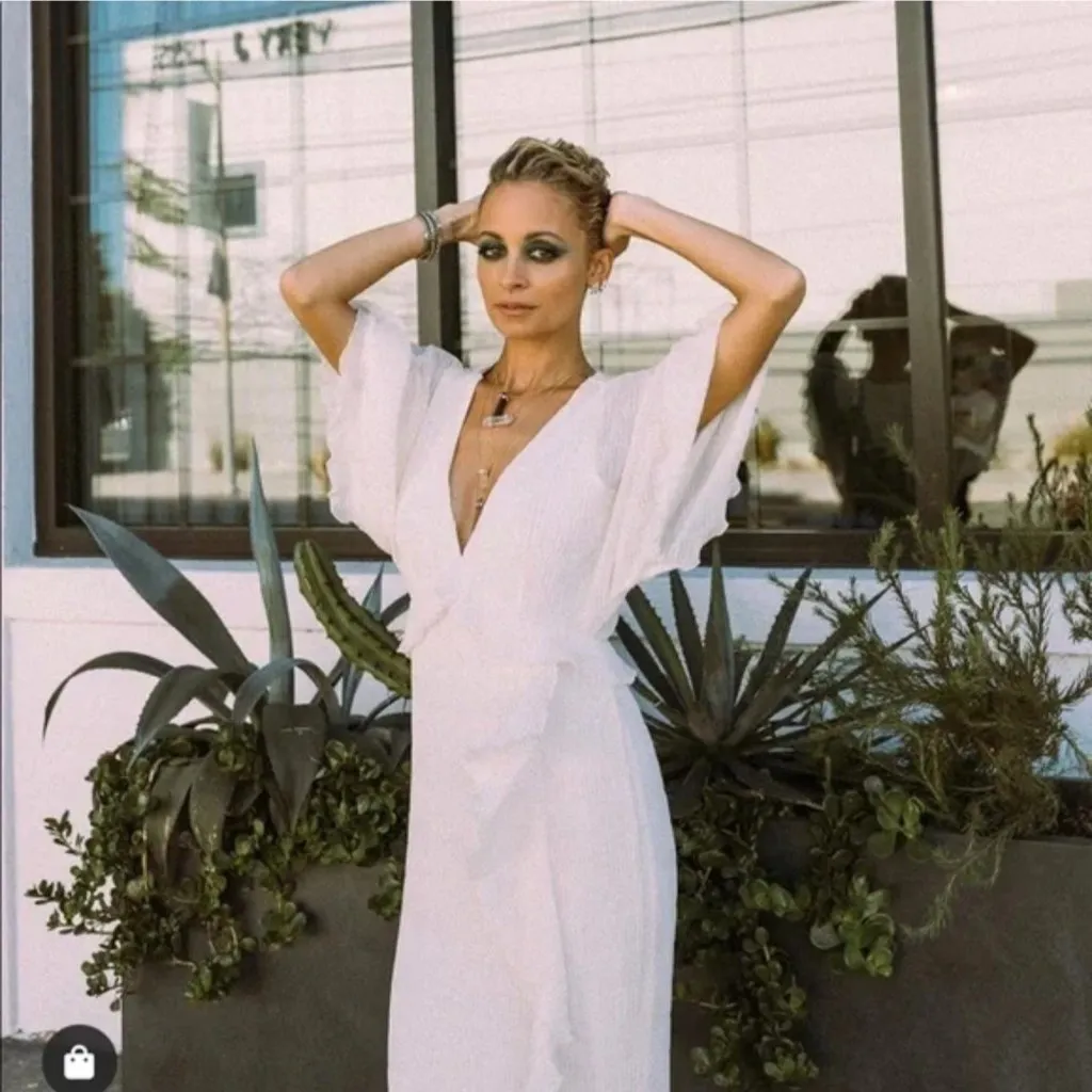 NWT House of Harlow 1960 x Revolve Anabelle Ruffle Maxi Dress Ivory Size Large - Image 3