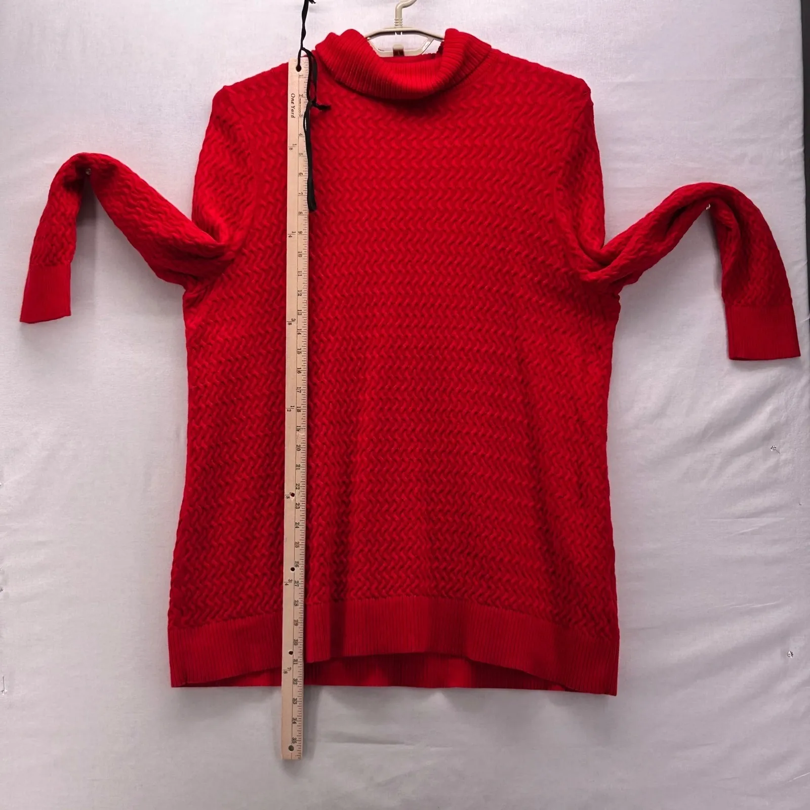 Lands End Cable Knit Turtleneck Sweater Red 2X - Image 11