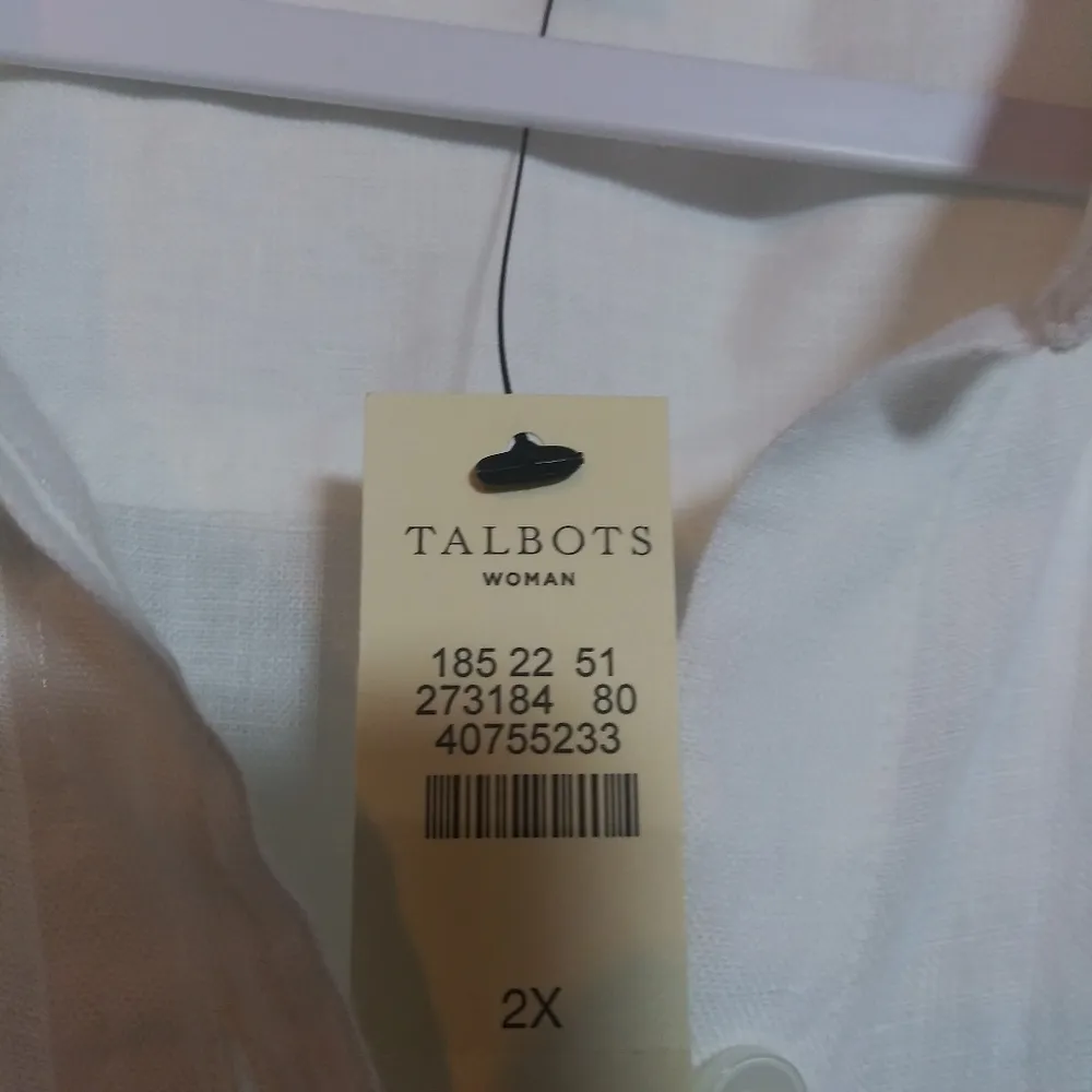 Talbots Ivory White Linen Boyfriend Button-Up Shirt Vacation Beach Natural Sz 2X - Image 4