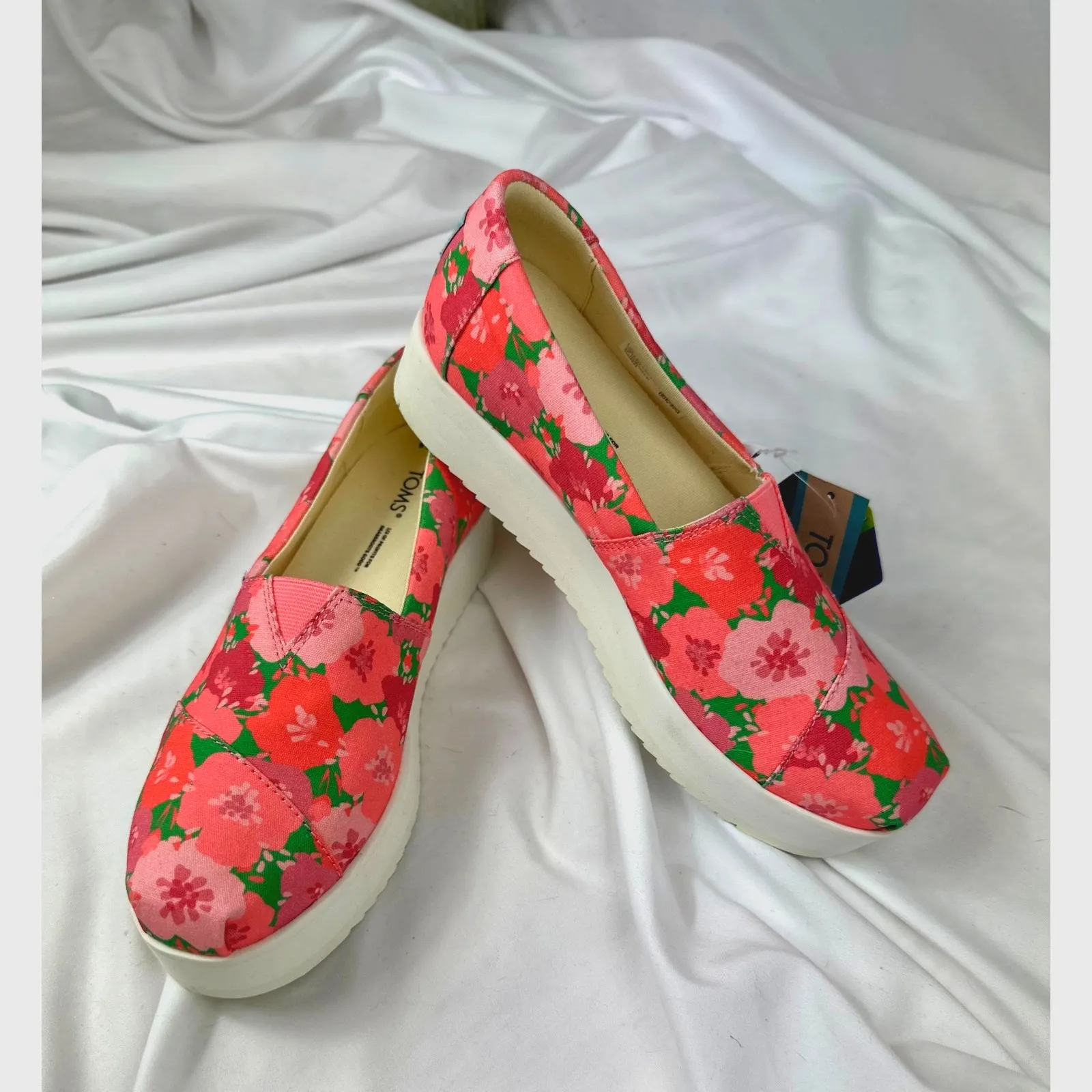 Toms Alpargata Midform Espadrille Platform Shoes Pink Poppies 7.5 - Image 4