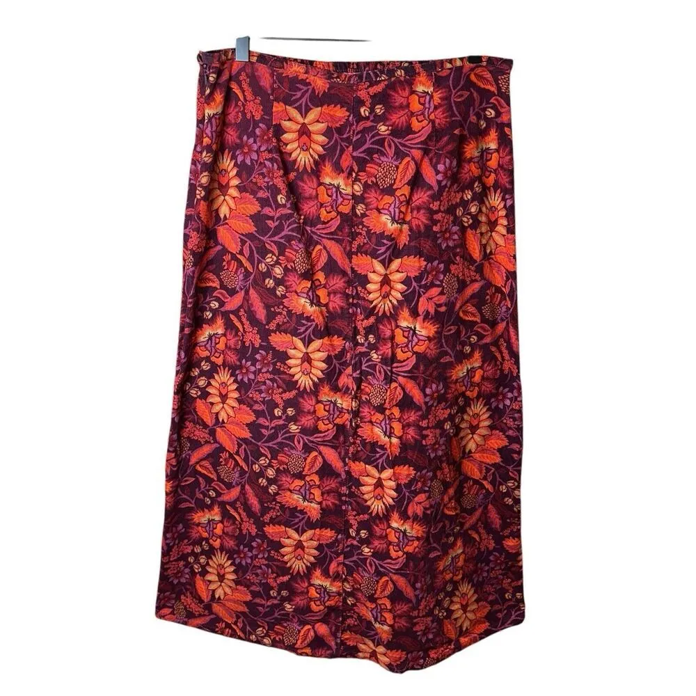 Vintage White Stag Dark Fall Floral Corduroy Cotton Midi Skirt 12 | Retro Boho - Image 4