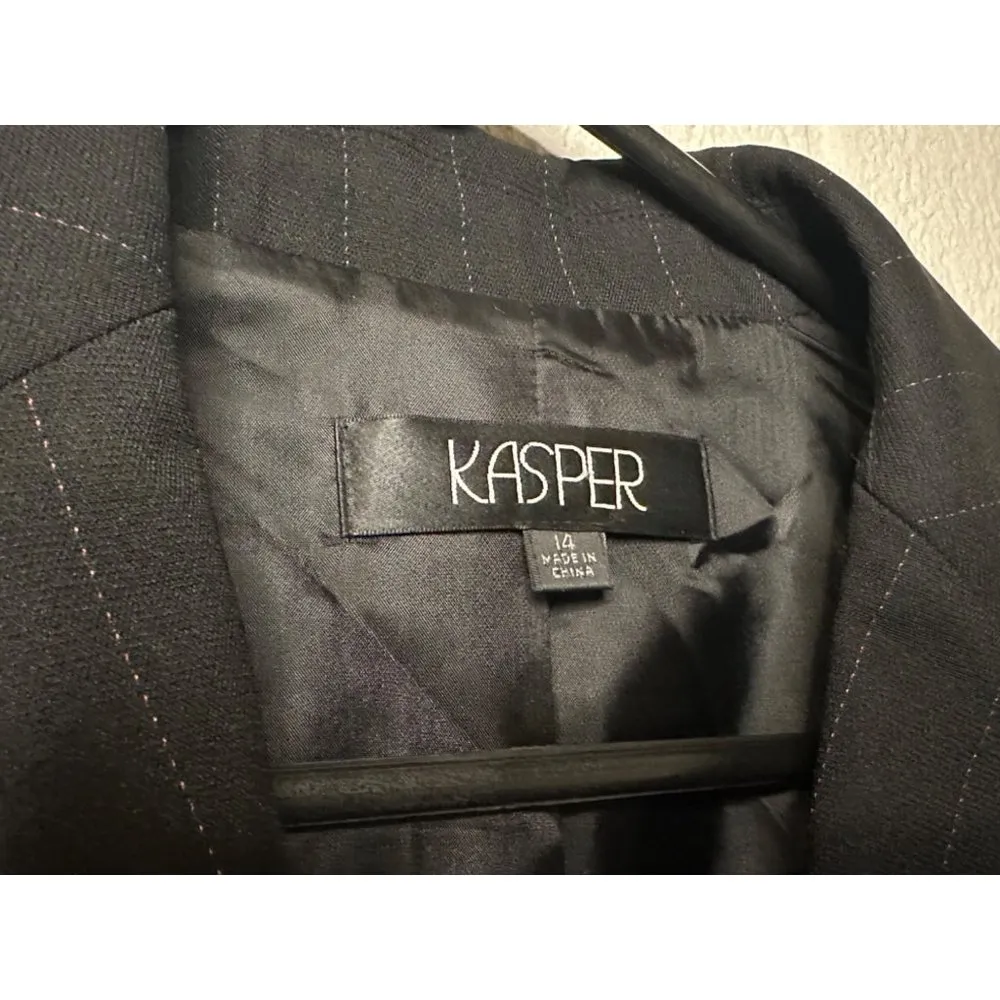 Kasper Black Business Woman Office Single Button Stylish Ladies Blazer SZ 14 - Image 5
