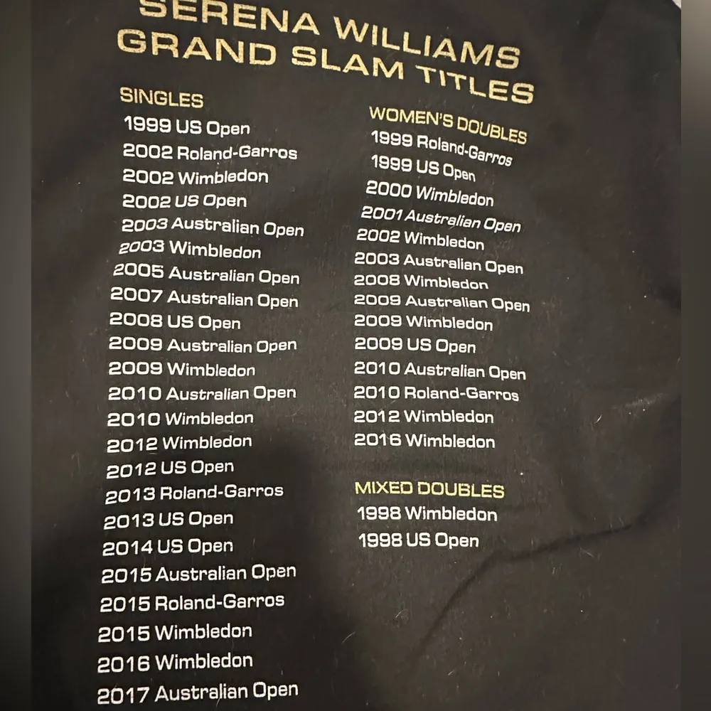 Serena Williams Black GOAT hoodie. Medium. Grand Slam Titles. Drawstring pocket - Image 11