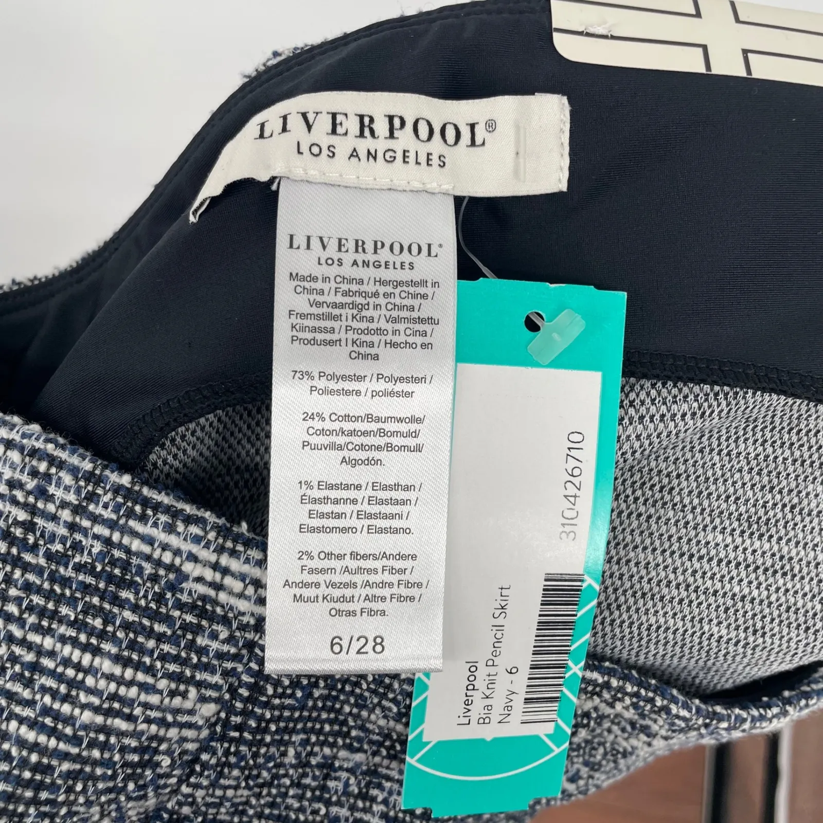 Liverpool Los Angeles Bia Knit Pencil Skirt Navy Size 6 28 New With Tags Black - Image 3