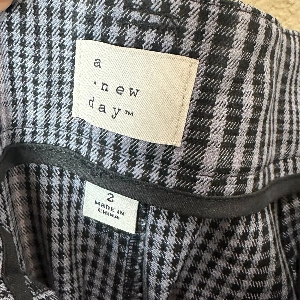 A NEW DAY Stretch Plaid Trousers Dress Pants Wide Legs Size 2 Self belt - Image 9