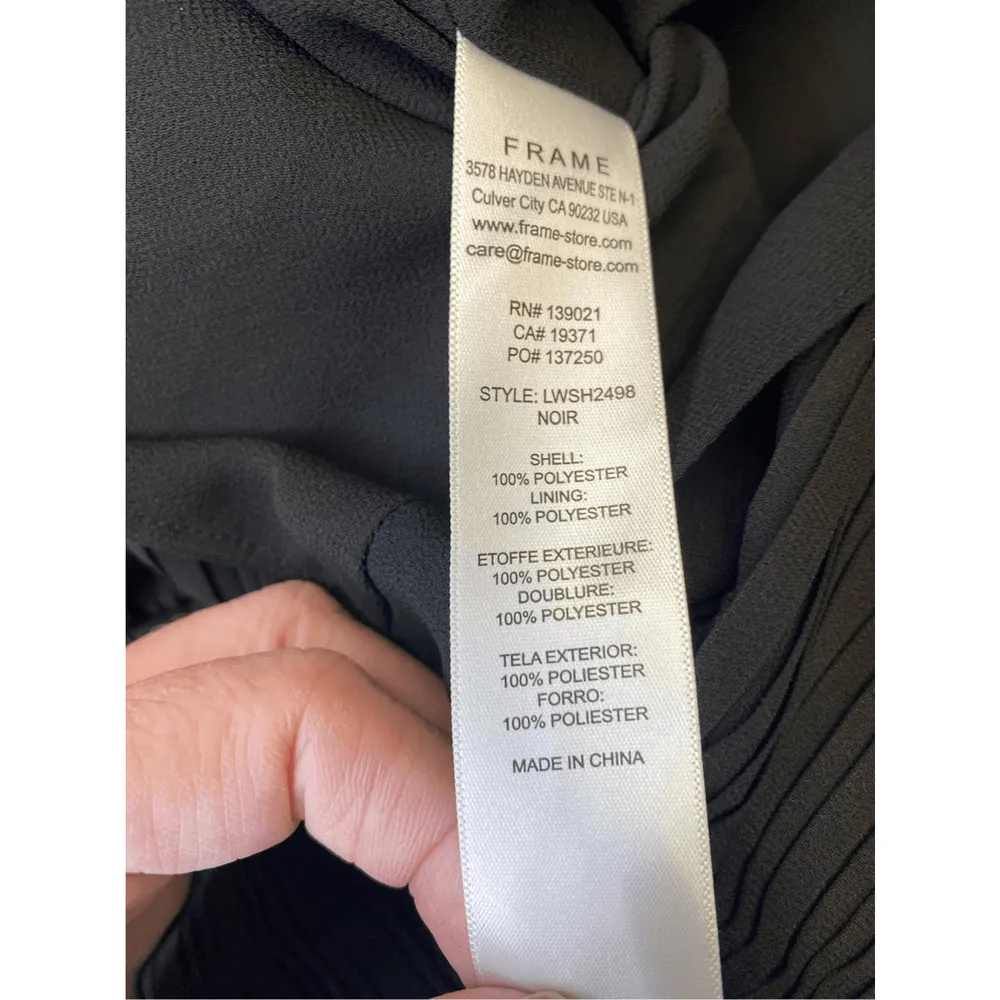 Frame NWT Gathered Keyhole Tie-Neck Top in Noir Size L - Image 7