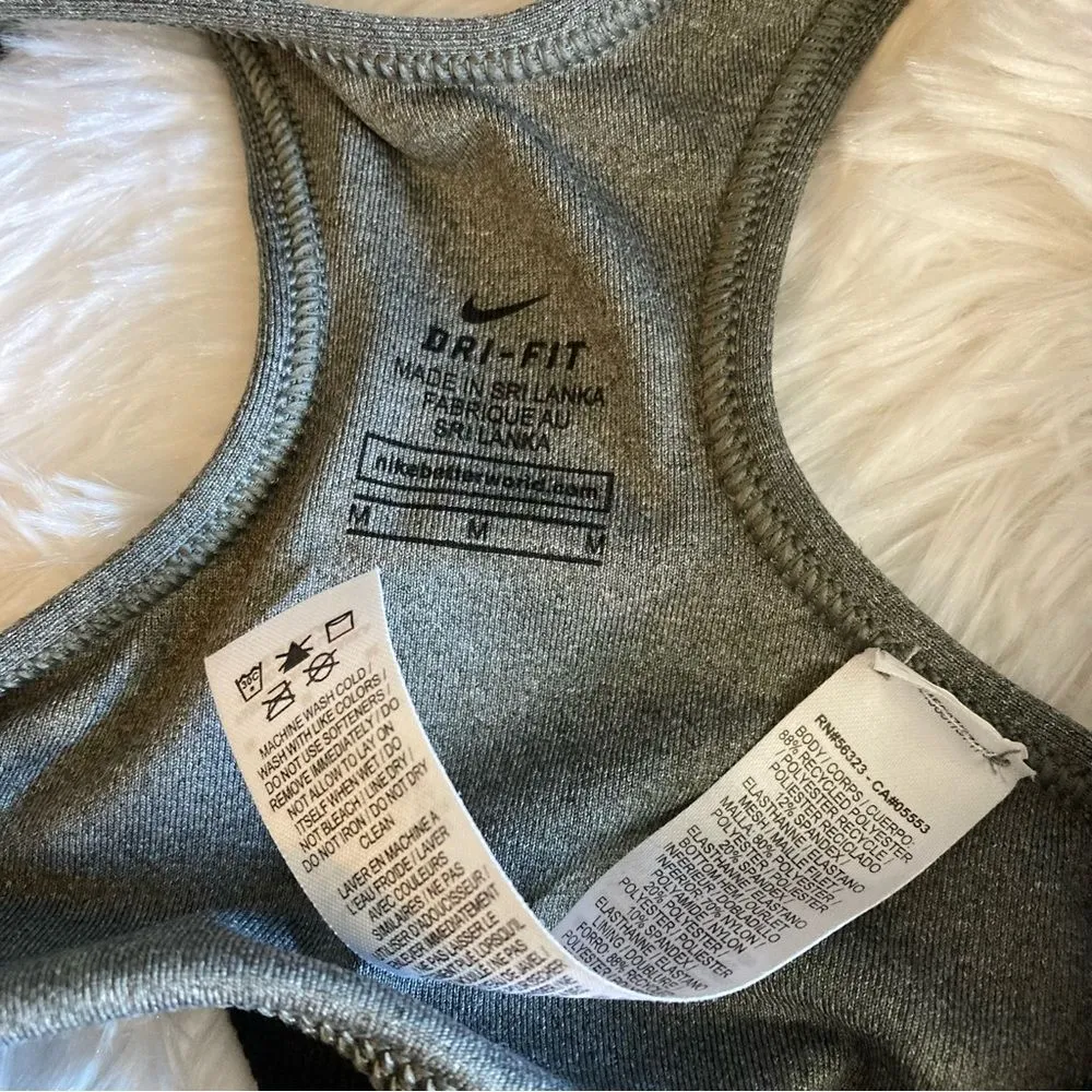 Nike Pro Gray Racerback Sports Bra Medium Lightly Padded - Image 5