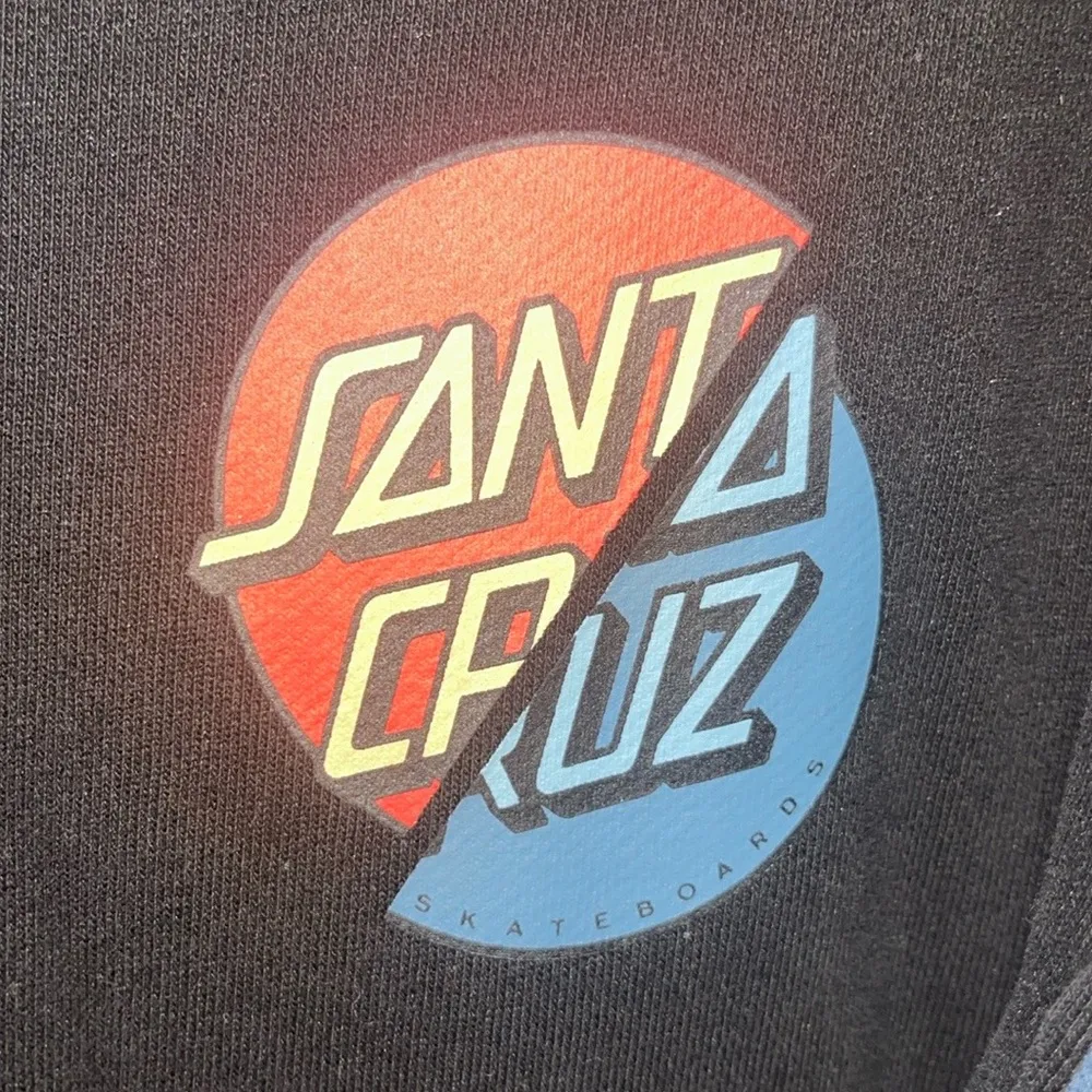 Women's Santa Cruz Skateboard Hoodie Pullover Sweatshirt Black Blue - Size Small - Image 4