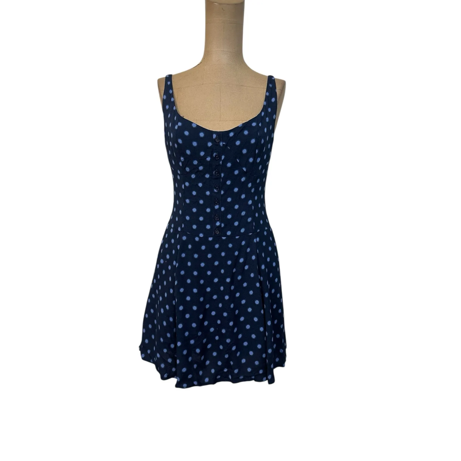 Reformation Mini Dress Valencia Blue Polka Dot A-line Short Lined - Image 3