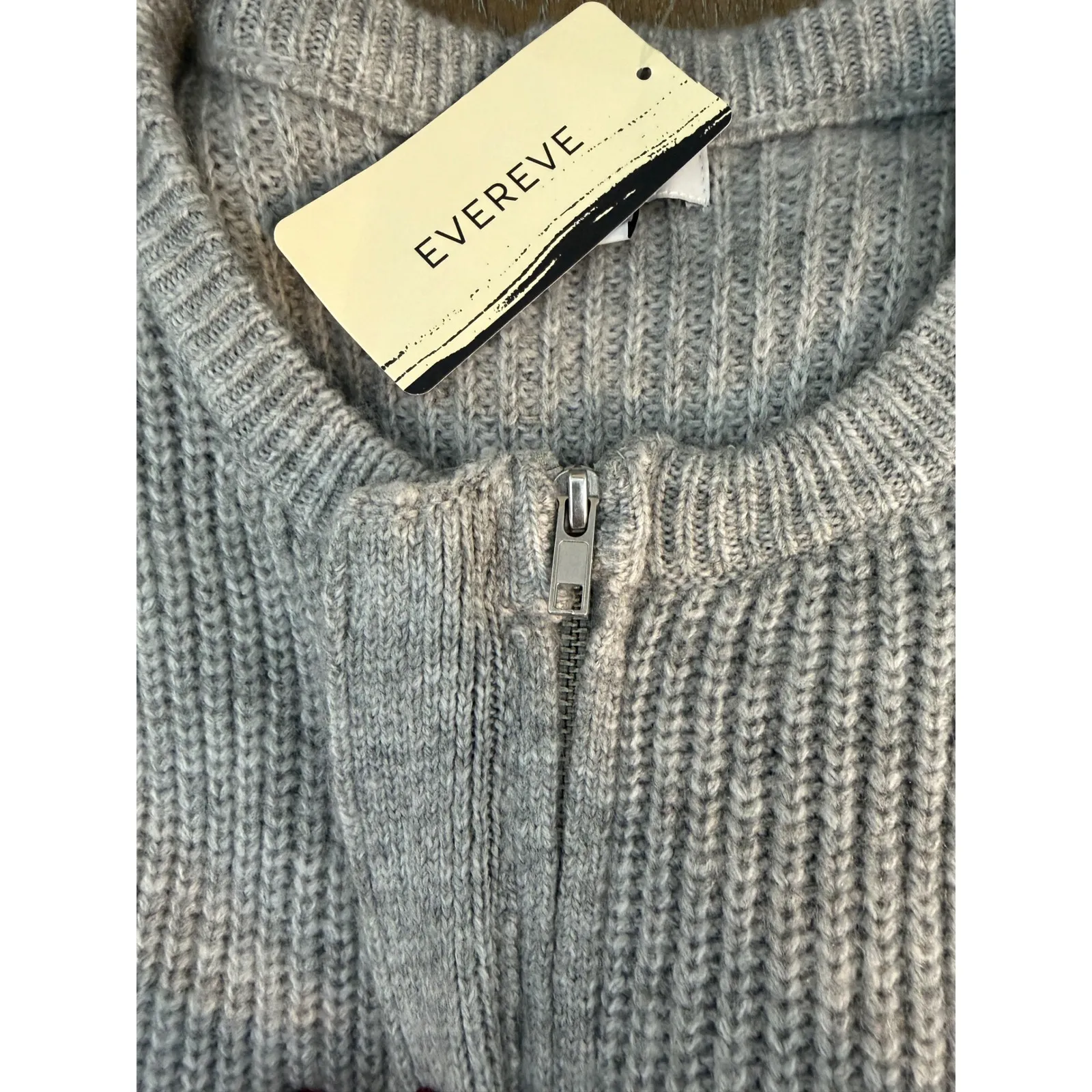 Evereve Harlow Zipper Cardigan Grey Ribbed Knit Long Sleeve Pockets XS NEW W/TAG - Image 9