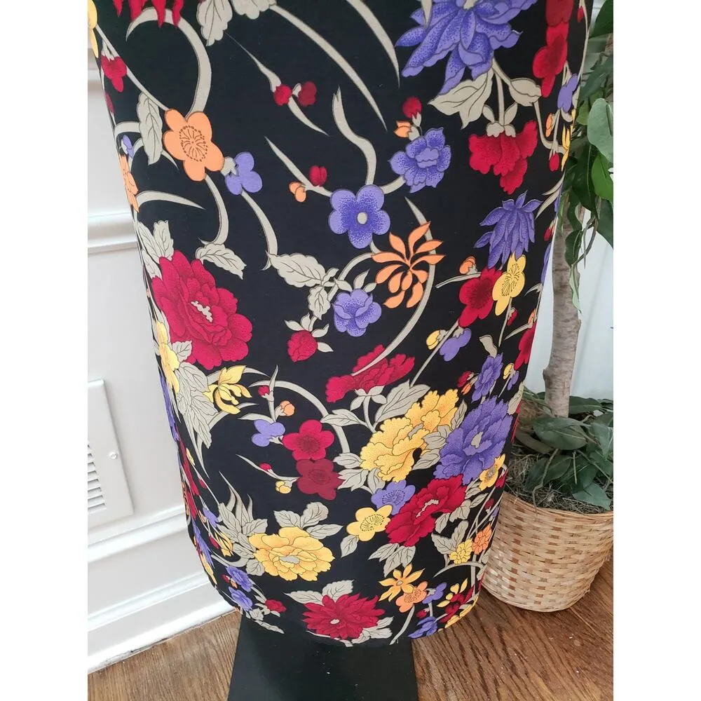 JM Collection M Black Floral Sleeveless Sheath Dress Midi Stretchy Pullover - Image 5