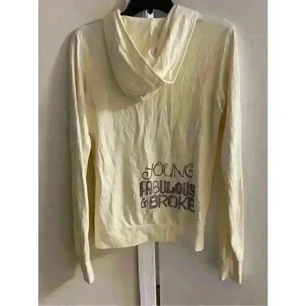 YOUNG FABULOUS & Broke Beige Modal Blend Zip Up Hoodie - Medium - Image 5