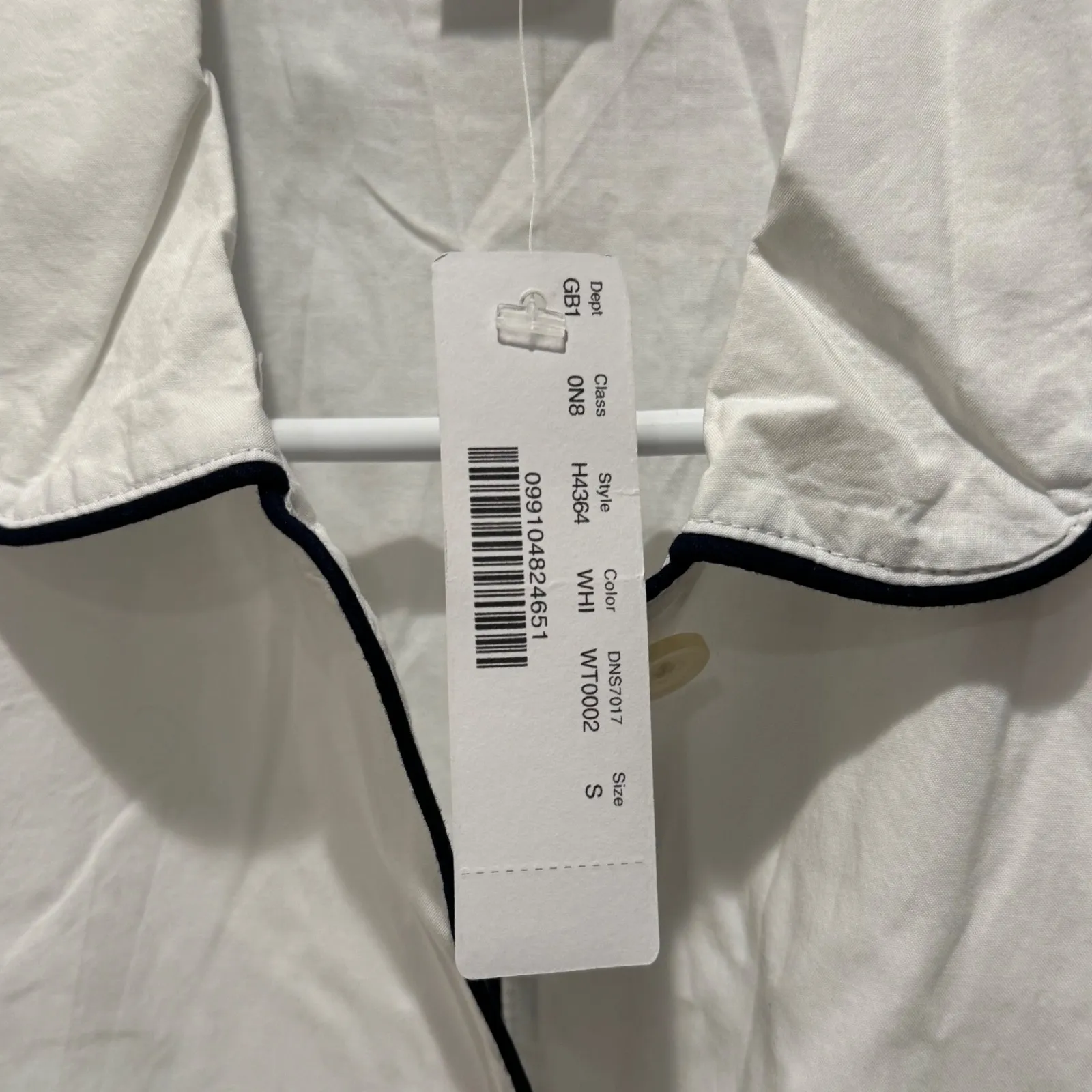 NEW J.Crew Cotton Pajama Top White Button Down Long Sleeve Monogram MBQ Size S - Image 6