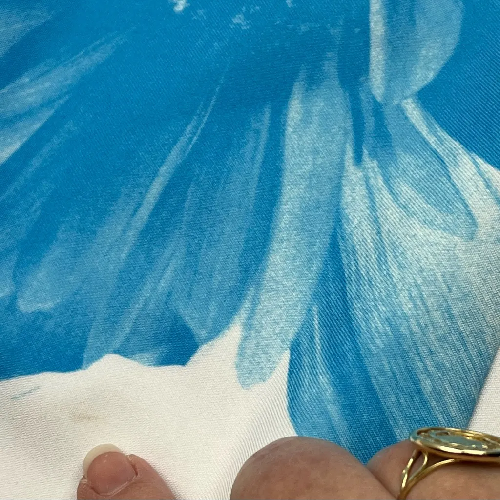 Donna Ricco White Blue Floral Off the Shoulder‎ Bell Sleeve Dress 12 *TINY FLAW - Image 15